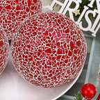 3 Pcs Decorative Balls for Bowls,3.15" Red Mosaic Glass Balls - Image 4