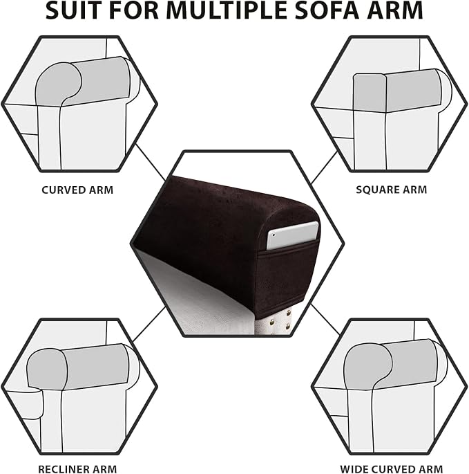 ANARACHON Leather Look Couch Arm Covers Set of 2 Armrest Covers - Image 5