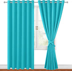Grommet Blackout Curtains for Bedroom, 70 x 84 Inches, Turquoise | Thermal by Hiasan