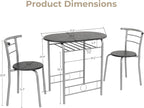 VINGLI 3 Piece Dining Set, Small Kitchen Table Set - Image 6