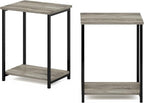 Furinno Simplistic Metal Frame End Table, French Oak - Image 6