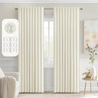 MIULEE Cream Back Tab Blackout Curtains 52x72 Inches Long 2 Panels Set | Rod by MIULEE
