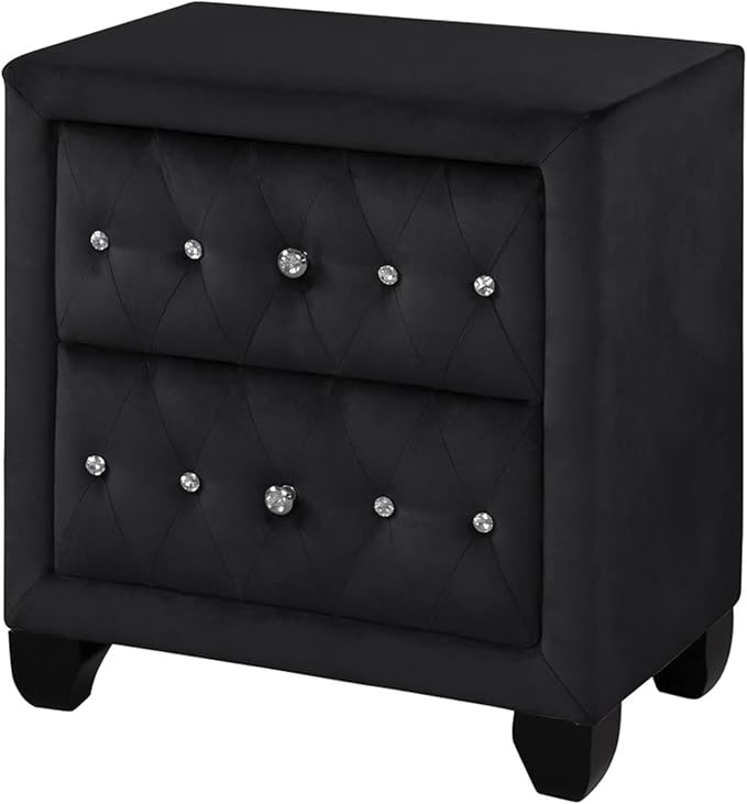 Sophia Modern Style Crystal Tufted 2-Drawer Nightstand Upholstered - Image 4