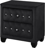 Sophia Modern Style Crystal Tufted 2-Drawer Nightstand Upholstered - Image 4
