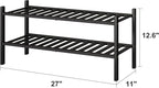 viewcare 2-Tier Black Bamboo Shoe Rack - Image 3