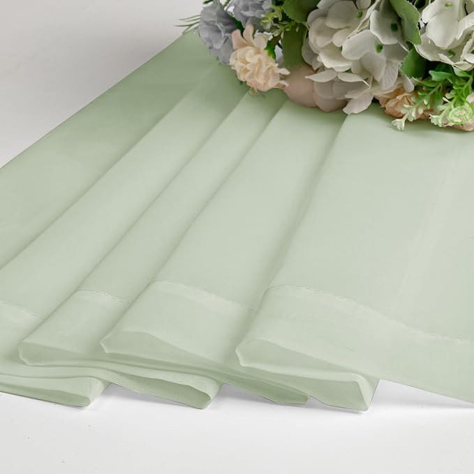 Light Green Sheer Curtains 96 Inches Long 2 Panels, Modern Light Filtering - Image 8