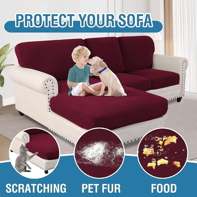 H.VERSAILTEX Sectional Couch Covers 6 Pieces Stretch Sofa Covers - Image 7
