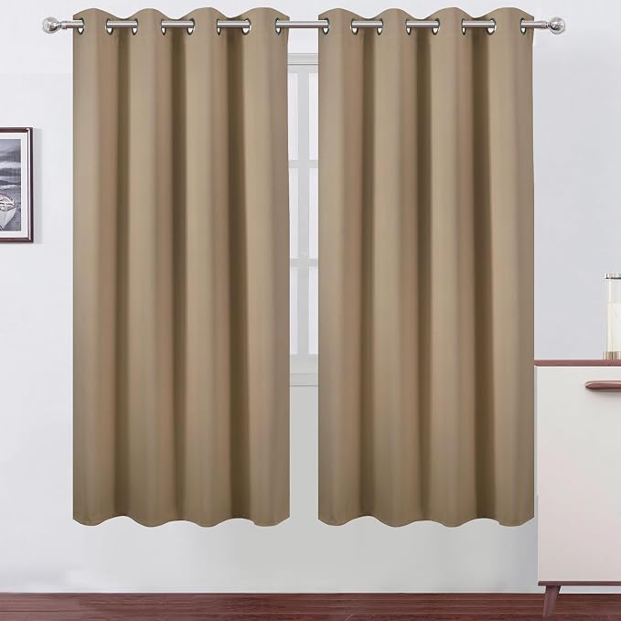 Natural Thermal Blackout Curtains/52 x 72 Inch/Set of 2 Panels Room Darkening by Lemomo