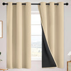 SimpleHome Beige 100% Blackout Curtains Room Darkening Living Room 63 Inch | by SimpleHome