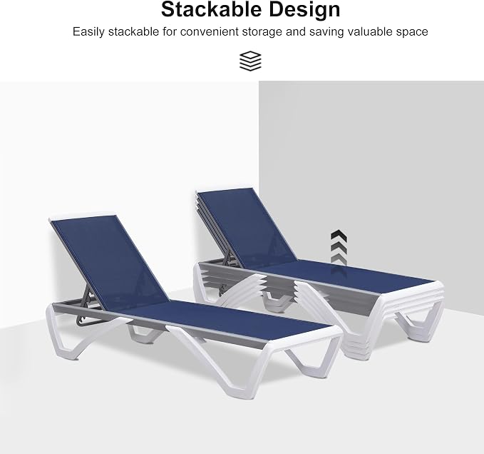 PURPLE LEAF Patio Chaise Lounge Chair Outside Aluminum Plastic Stackable - Image 5