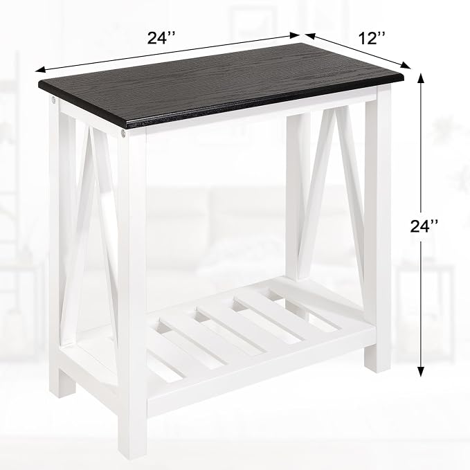 Farmhouse End Side Table Wood Frame Narrow Side Table - Image 3