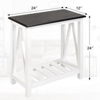 Farmhouse End Side Table Wood Frame Narrow Side Table - Image 3