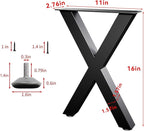 Bench Legs 16 Inch, X-Shaped Metal Coffee Table Legs, Table Legs Set of 2 - Image 7