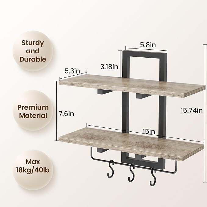 Creso hom Floating Shelves, Hanging Bathroom Shelves 2-Tier, Wall Mounted - Image 2