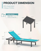 Aluminum Outdoor Lounge Chairs Set of 2, Pool Lounge Chairs - Image 2