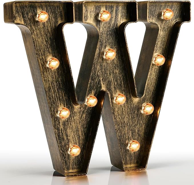 Pooqla Vintage Light Up Marquee Letters with Lights – Illuminated Industrial Style Lighted Alphabet Letter Signs - Coffee Bar Apartment Bedroom Wall Home Initials Decor A-Z by Pooqla