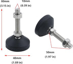Antrader 4Pcs M10 Thread Adjustable Foot Cups Reinforced Nylon Base 48mm - Image 2