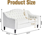 LEVNARY Chesterfield Loveseat Velvet, Upholstered Sofa - Image 2