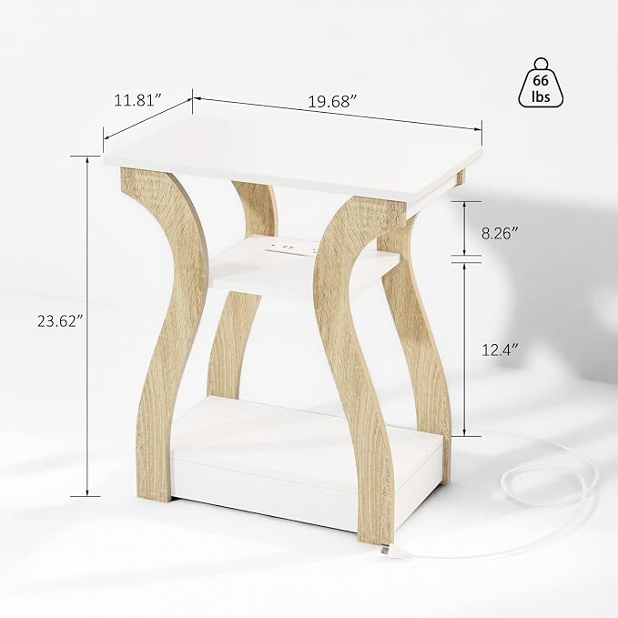 FROMJBEST End Table with Charging Station, Side Table with USB Ports and Outlets - Image 3