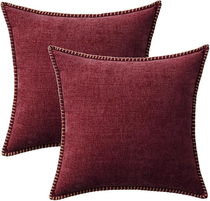 MIULEE Decorative Couch Throw Pillow Covers 18x18 Inch Burgundy Red 2 Pack | - Image 9