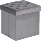 B FSOBEIIALEO Storage Ottoman Cube, Velvet Tufted Folding Ottomans by BFSOBEIIALEO