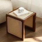 Japanese Style Wood Rattan Stool Side Table Multi-Functional Shoe Bench Night by Unknown