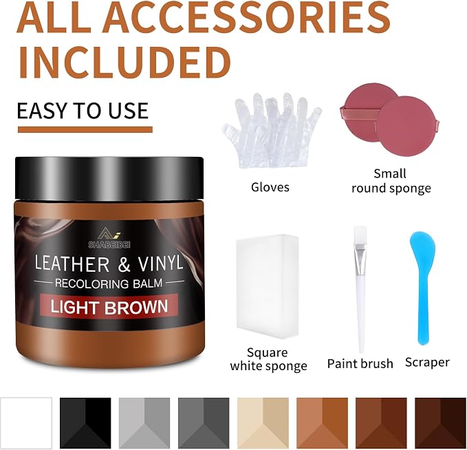 Leather Recoloring Balm and Scratch Repair Kit, Light Brown Leather Restorer - Image 6