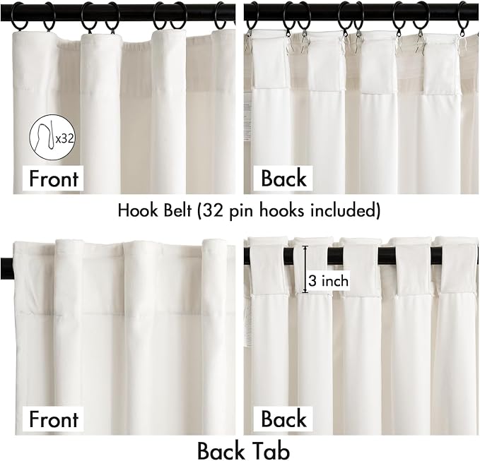 MIULEE Velvet Curtains 50W x 94L 2 Panels Ivory Blackout Curtains | Luxury - Image 3