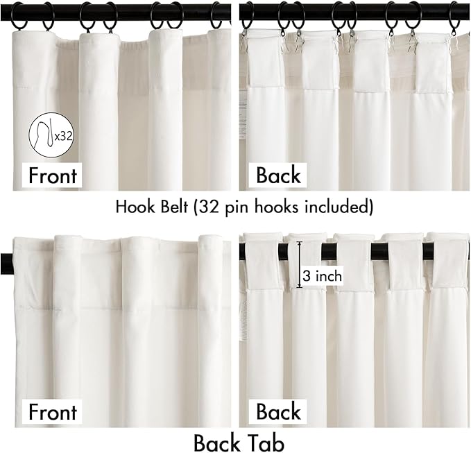 MIULEE Velvet Curtains 50W x 102L 2 Panels Ivory Blackout Curtains | Luxury - Image 3