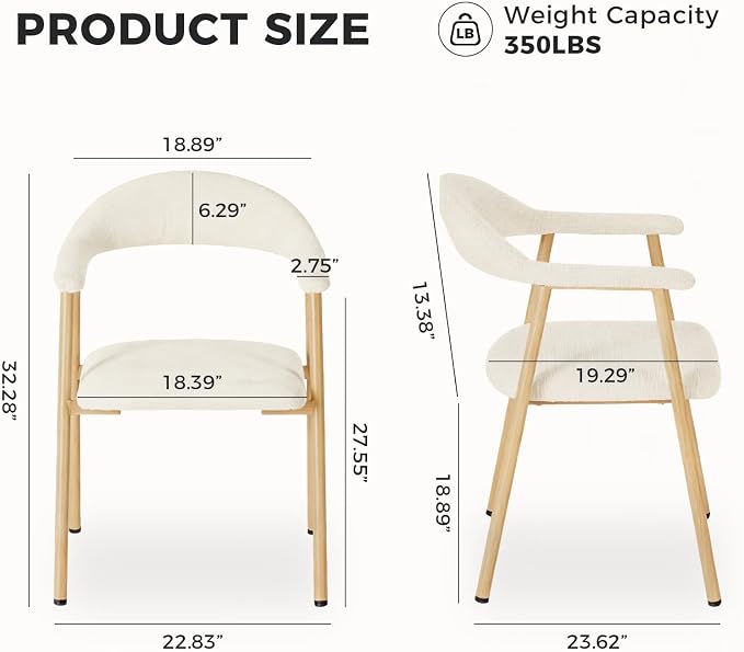 DUMOS Dining Chairs Set of 2, Linen Fabric Upholstered Kitchen Side Chairs - Image 2