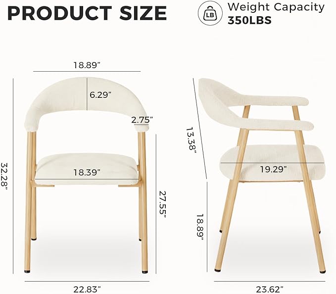 DUMOS Dining Chairs Set of 4, Linen Fabric Upholstered Kitchen Side Chairs - Image 2