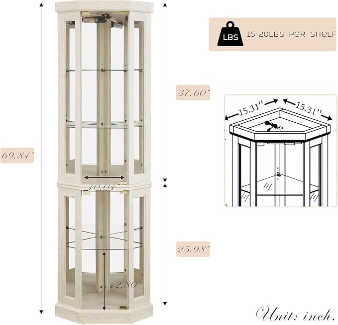 Anwick Corner Display Curio Cabinets - Image 2