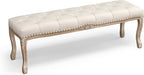 Cozyman Bedroom Bench, French Vintage Entryway Bench 52.5" Carving Upholstered by COZYMAN