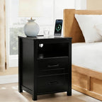 Black Night Stand Set of 2, Rustic End Table - Image 2