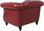 LEVNARY Leather Upholstered Armchair, Mid-Century Modern Single Sofa Chair - Image 7