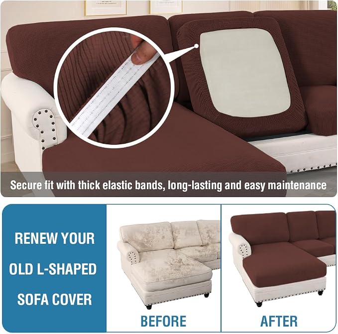 H.VERSAILTEX Sectional Couch Covers 3 Pieces Sofa Seat Cushion Covers L Shape - Image 6