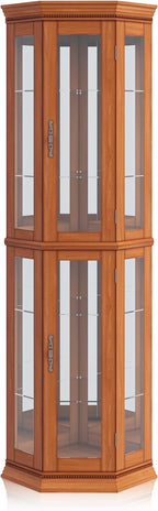 BELLEZE Lighted 3-Side Glass Display Curio Cabinet w/Tempered Glass Doors and - Image 6