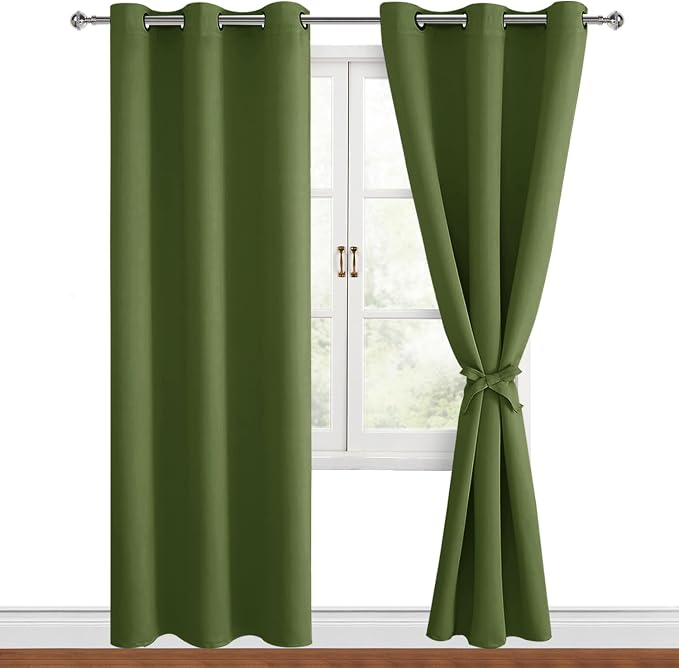 Blackout Curtains for Bedroom, 42 x 84 Inch, Olive Green, 2 Panels | Thermal - Image 8