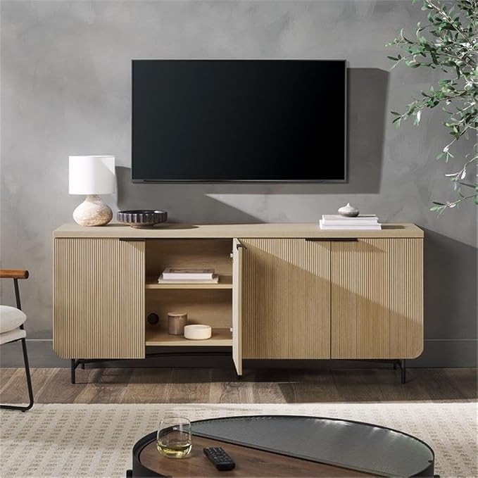 Walker Edison Reema Fluted 4-Door Kitchen Sideboard Buffet Console, 69 Inch - Image 9