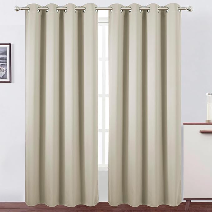 Blackout Curtains 66 x 95 inch/Light Beige Curtains Set of 2 Panels/Thermal by Lemomo