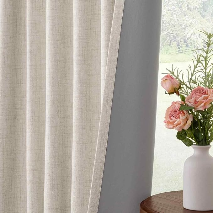 INOVADAY 100% Blackout Curtains 63 Inches Length 2 Panels Set, Back Tab/Rod - Image 5