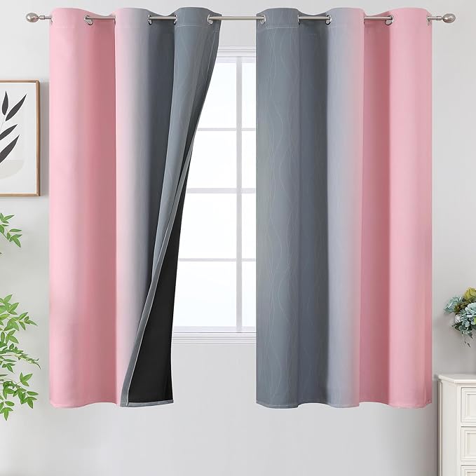 Ombre Grey and Pink Blackout Curtains by ESTELARTEXTILER