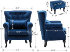 Mid-Century Accent Chair with Ottoman Modern Button Tufted Armchair Wingback - Image 3