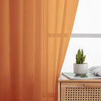 Orange Sheer Curtains for Bedroom Living Room 45 Inch Length 2 Panels, Soft - Image 6