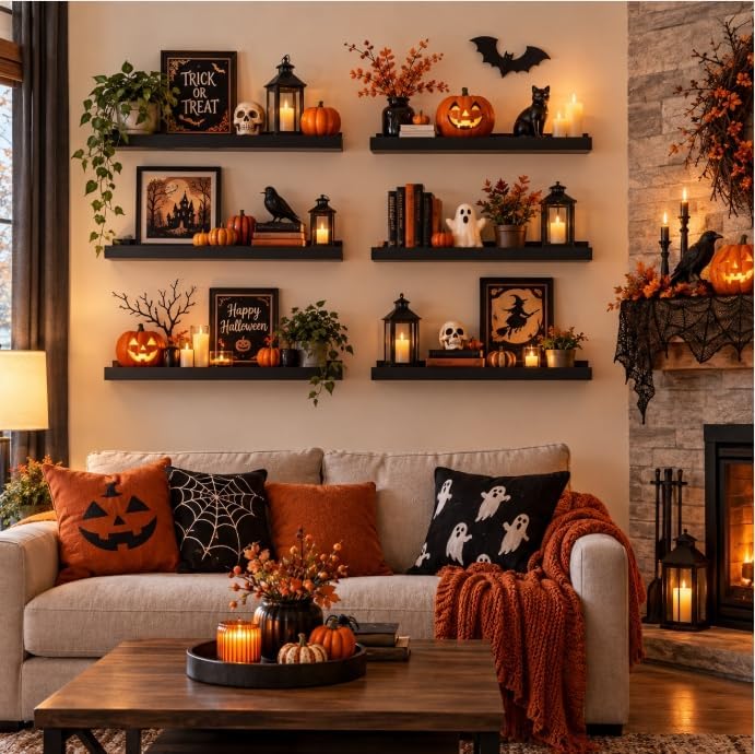 upsimples Floating Shelves for Wall Decor and Storage, Black, 6Pcs 15.7'' - Image 5