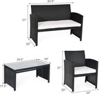 Tangkula Patio Wicker Conversation Furniture Set, Patiojoy Sofa & Table Set w/4 - Image 5