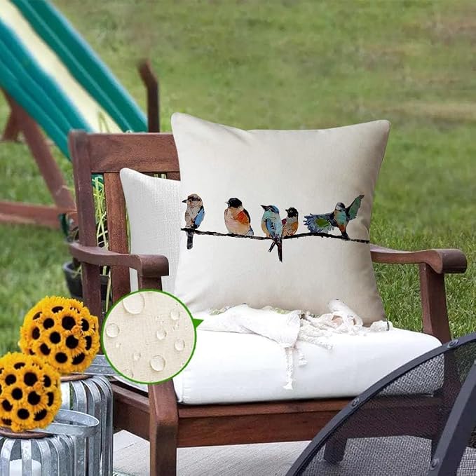 RABUSOFA Outdoor Pillow Covers 16x16 Inch, Outdoor Bird Lumbar Throw Pillow - Image 4