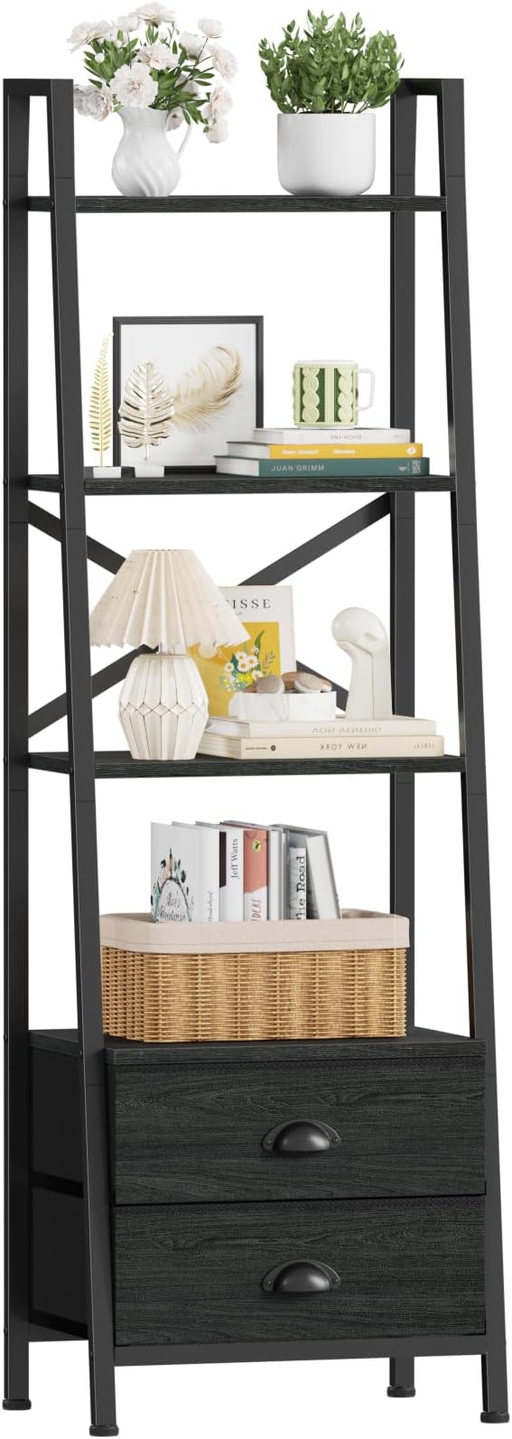 Furologee 4-Tier Ladder Shelf, Small Bookshelf by Furologee