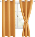 Blackout Curtains for Bedroom, 42 x 63 Inches Length Pumpkin Orange | Thermal by Hiasan