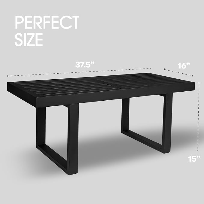 Bamboo Nelson Slat Wooden Bench, Small Wood Benches - Image 3